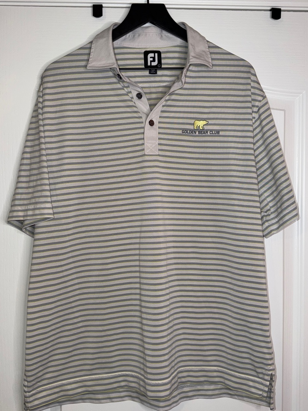 FootJoy Golden Bear Club Men's Light Gray & Cream Striped Polo